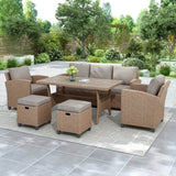 6-Piece Outdoor PE Rattan Patio Furniture Set With Cushions - Omega Lifestyles