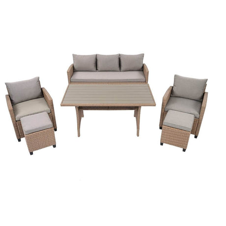 6-Piece Outdoor PE Rattan Patio Furniture Set With Cushions - Omega Lifestyles