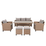 6-Piece Outdoor PE Rattan Patio Furniture Set With Cushions - Omega Lifestyles