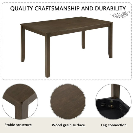 6-Piece Rustic Wooden Dining Table Set With Bench And Chairs - Omega Lifestyles