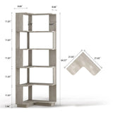 6-Tier L-Shaped Corner Bookshelf Engineered Wood Gray - Omega Lifestyles