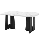 63-Inch Modern Faux Marble Rectangular Dining Table - Omega Lifestyles