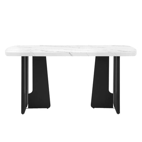 63-Inch Modern Faux Marble Rectangular Dining Table - Omega Lifestyles