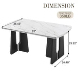 63-Inch Modern Faux Marble Rectangular Dining Table - Omega Lifestyles