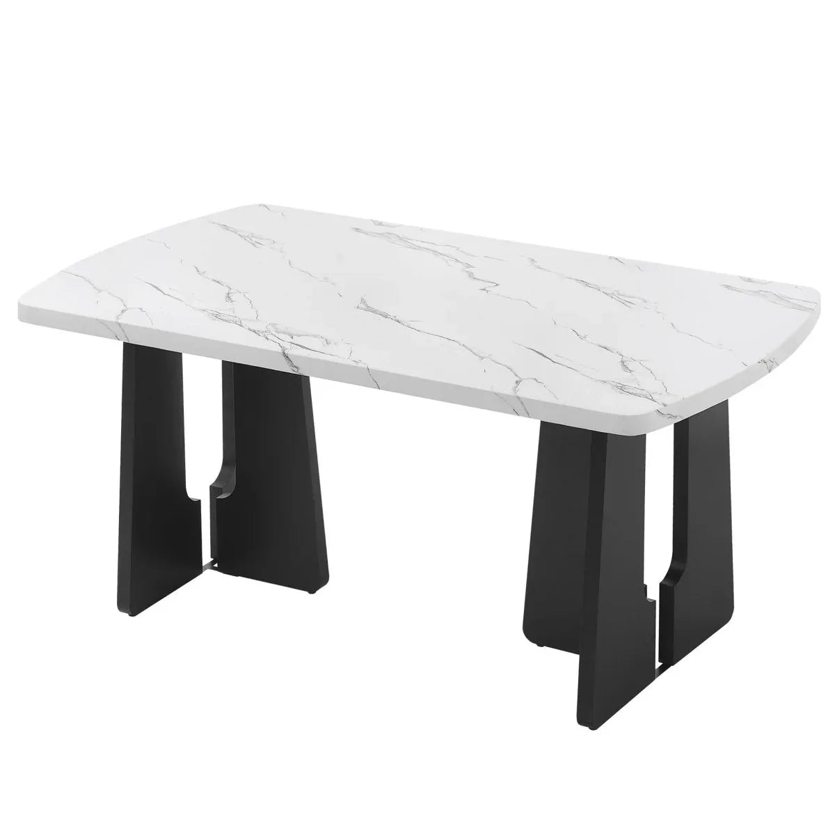 63-Inch Modern Faux Marble Rectangular Dining Table - Omega Lifestyles