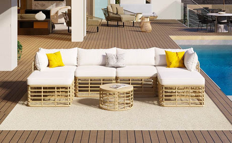7-Piece All-Weather Wicker Outdoor Patio Sofa Set - Sleep Galleria