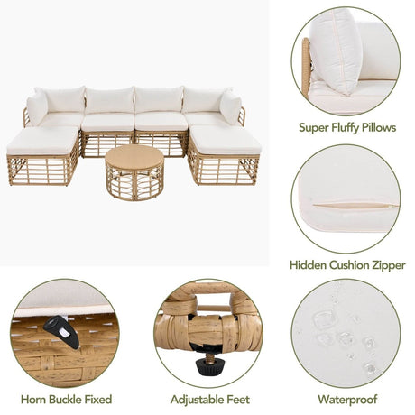 7-Piece All-Weather Wicker Outdoor Patio Sofa Set - Sleep Galleria