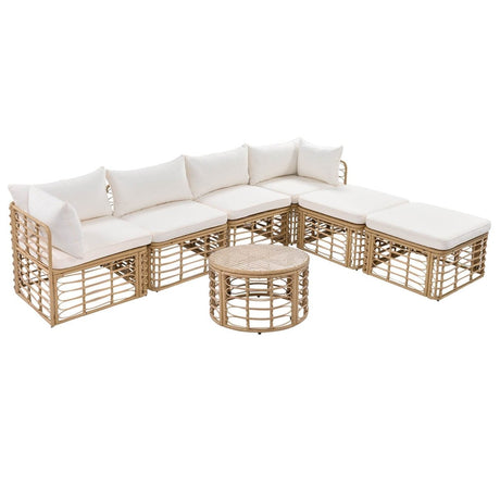 7-Piece All-Weather Wicker Outdoor Patio Sofa Set - Sleep Galleria