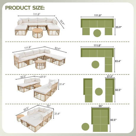 7-Piece All-Weather Wicker Outdoor Patio Sofa Set - Sleep Galleria