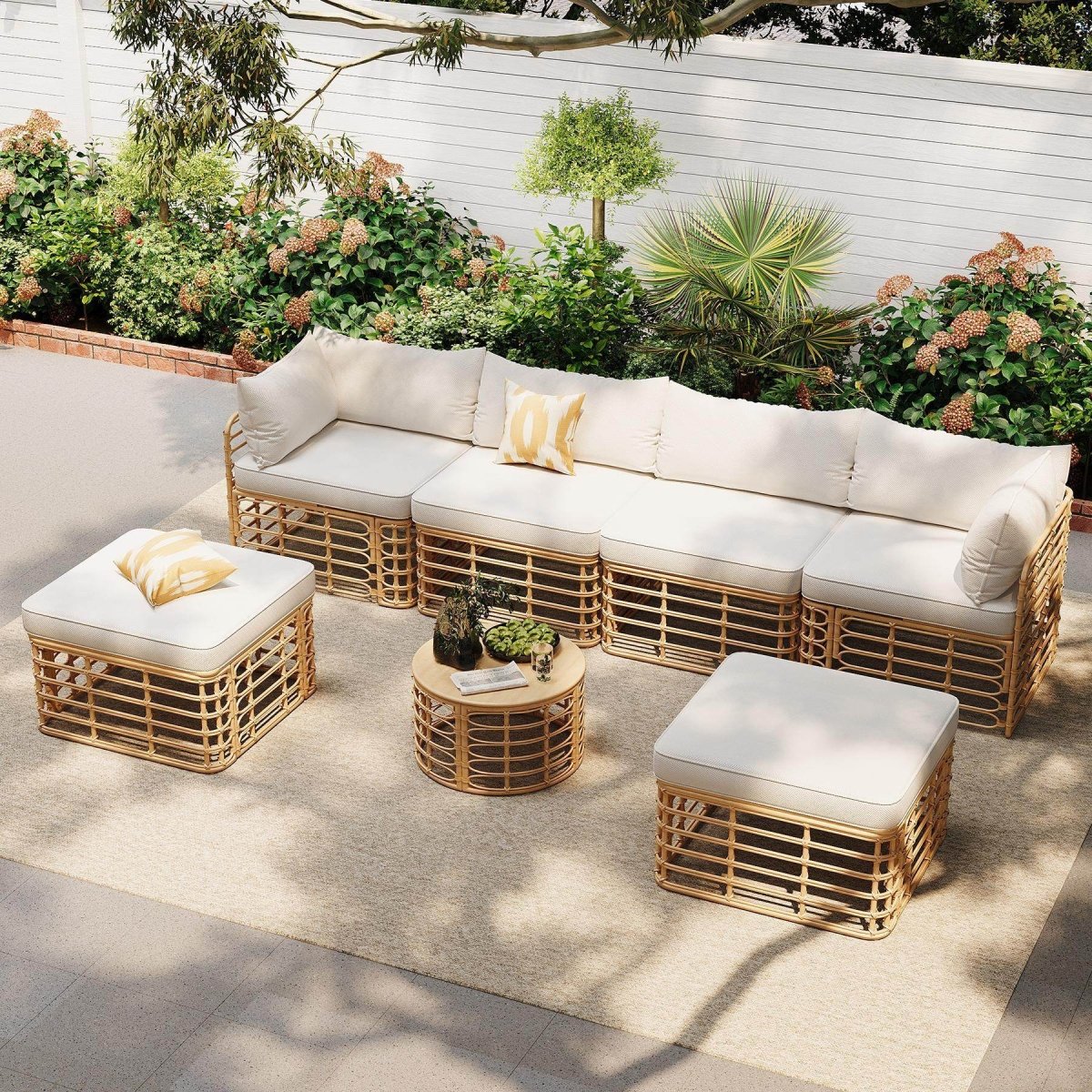 7-Piece All-Weather Wicker Outdoor Patio Sofa Set - Sleep Galleria