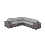 7 - Piece Grey Wicker Rattan Sectional Sofa Set With Cushions - Driftwood - Omega Lifestyles