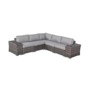 7-Piece Grey Wicker Rattan Sectional Sofa Set With Cushions - Omega Lifestyles