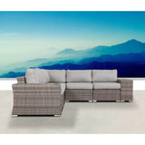 7 - Piece Grey Wicker Rattan Sectional Sofa Set With Cushions - Driftwood - Omega Lifestyles