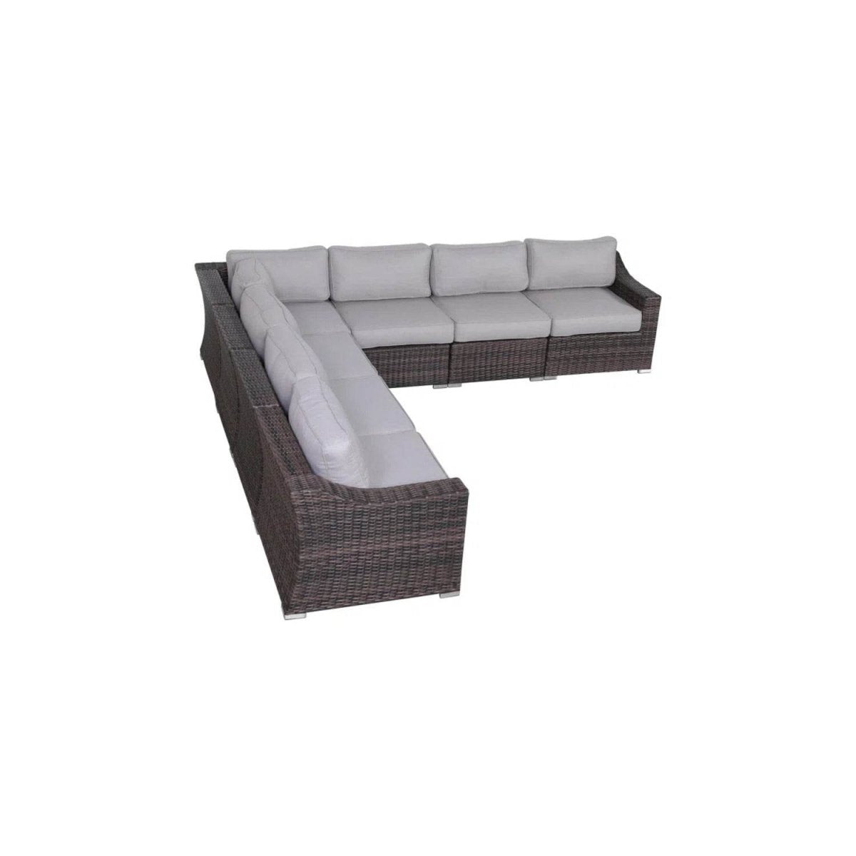 7 - Piece Modular Brown Wicker Outdoor Sectional Seating Group - Driftwood - Omega Lifestyles