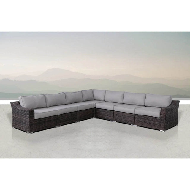 7-Piece Modular Brown Wicker Outdoor Sectional Seating Group - Omega Lifestyles