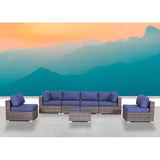 7 - Piece Weather - Resistant Brown Wicker Rattan Sectional Set - Driftwood - Omega Lifestyles