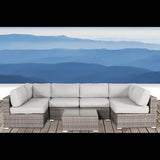 7 - Piece Weather - Resistant Wicker Outdoor Patio Sofa Set - Driftwood - Omega Lifestyles