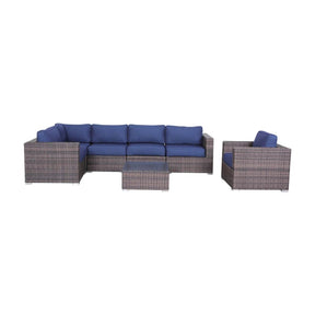 7-Piece Weather-Resistant Wicker Patio Sectional With Cushions - Omega Lifestyles