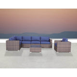 7 - Piece Weather - Resistant Wicker Patio Sectional With Cushions - Driftwood - Omega Lifestyles
