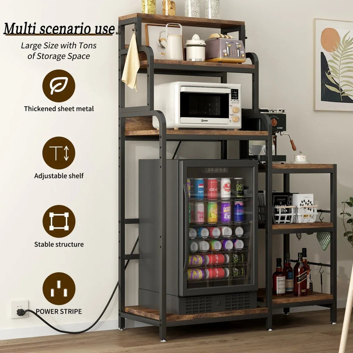 7-Tier Multifunctional Mini Fridge And Microwave Storage Rack - Omega Lifestyles