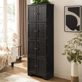 72-Inch Black MDF Storage Cabinet With 8 Doors - Omega Lifestyles