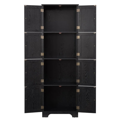 72-Inch Black MDF Storage Cabinet With 8 Doors - Omega Lifestyles