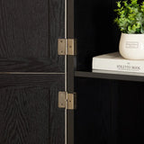 72-Inch Black MDF Storage Cabinet With 8 Doors - Omega Lifestyles