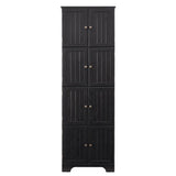 72-Inch Black MDF Storage Cabinet With 8 Doors - Omega Lifestyles