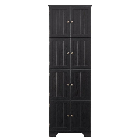 72-Inch Black MDF Storage Cabinet With 8 Doors - Omega Lifestyles