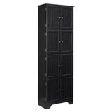 72-Inch Black MDF Storage Cabinet With 8 Doors - Omega Lifestyles