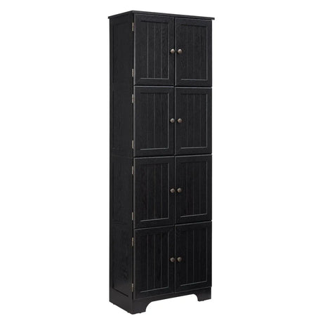 72-Inch Black MDF Storage Cabinet With 8 Doors - Omega Lifestyles