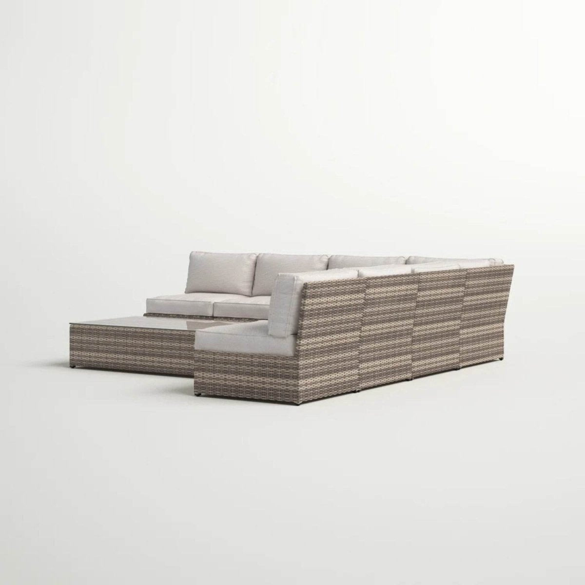 8 - Piece Weather - Resistant Mixed Gray Wicker Patio Seating Set - Driftwood - Omega Lifestyles