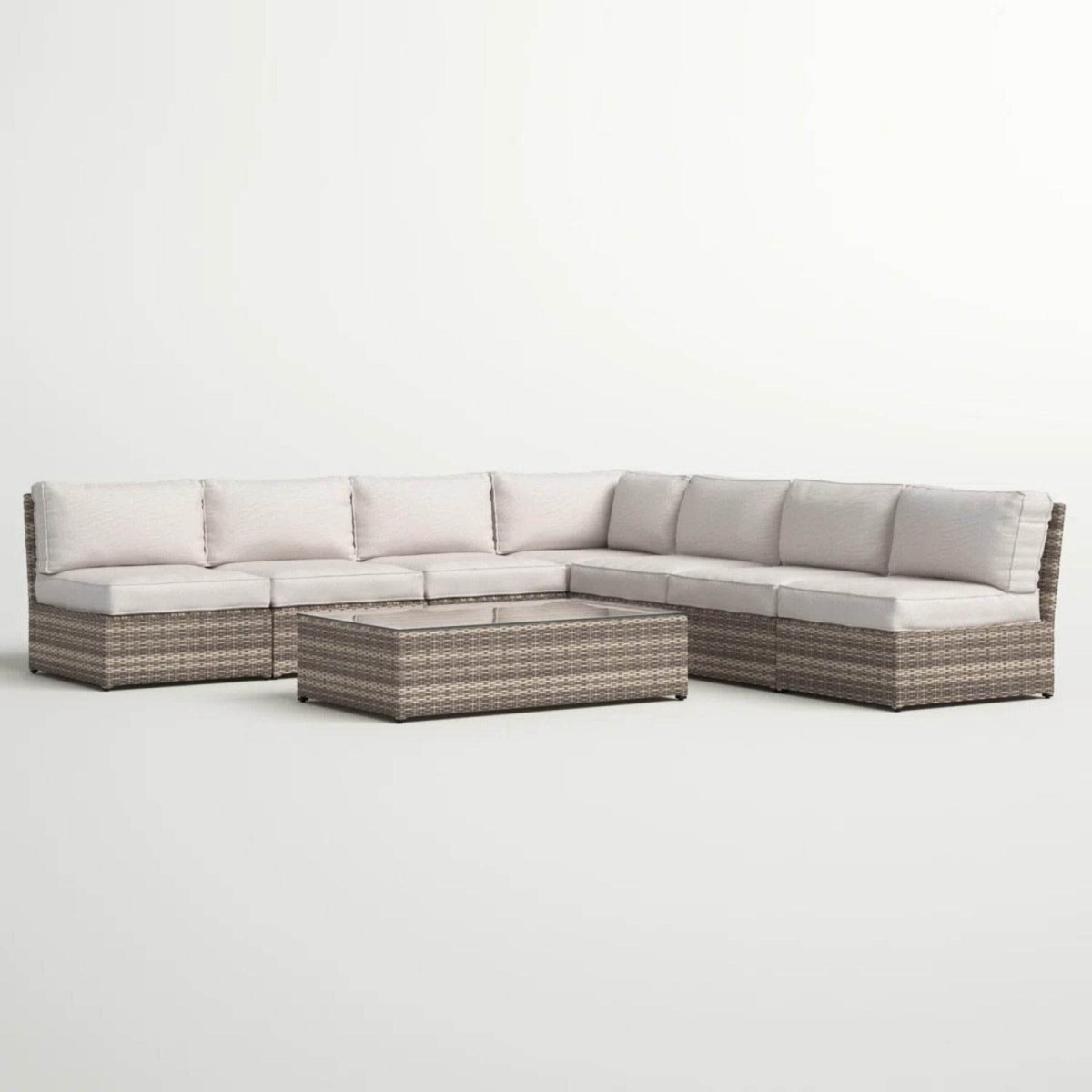 8 - Piece Weather - Resistant Mixed Gray Wicker Patio Seating Set - Driftwood - Omega Lifestyles