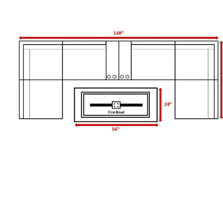 9 - Piece Modular Wicker Outdoor Seating Group With Fire Pit - Driftwood - Omega Lifestyles