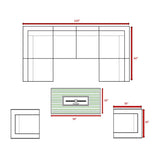 9 - Piece Outdoor Wicker Sectional Set With Fire Pit Table - Driftwood - Omega Lifestyles