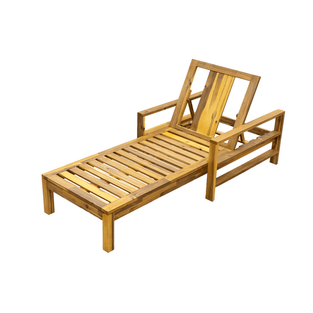 Acacia Wood Outdoor Lounge Chair With Adjustable Backrest - Omega Lifestyles