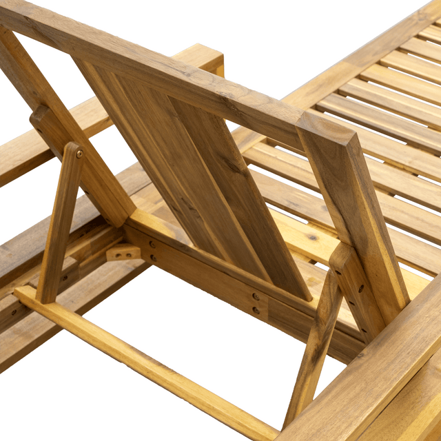 Acacia Wood Outdoor Lounge Chair With Adjustable Backrest - Omega Lifestyles