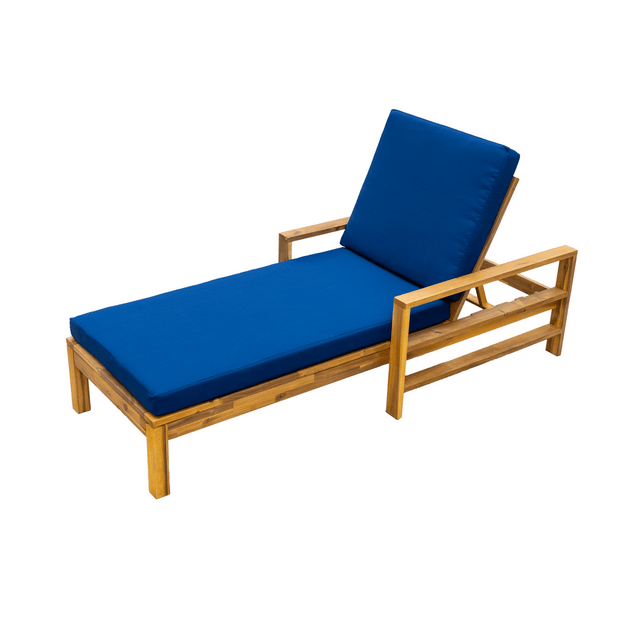 Acacia Wood Outdoor Lounge Chair With Adjustable Backrest - Omega Lifestyles