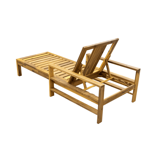 Acacia Wood Outdoor Lounge Chair With Adjustable Backrest - Omega Lifestyles