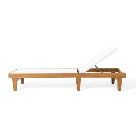 Acacia Wood Outdoor Mesh Teak Finish Chaise Lounge - Driftwood - Omega Lifestyles