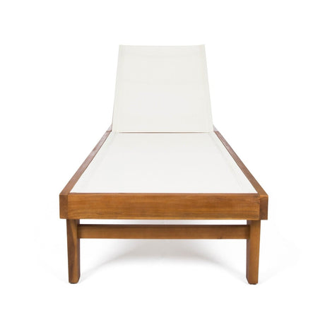 Acacia Wood Outdoor Mesh Teak Finish Chaise Lounge - Driftwood - Omega Lifestyles