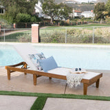 Acacia Wood Outdoor Mesh Teak Finish Chaise Lounge - Driftwood - Omega Lifestyles