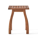 Acacia Wood Teak Outdoor Slatted Side Table - Driftwood - Omega Lifestyles