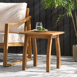 Acacia Wood Teak Outdoor Slatted Side Table - Driftwood - Omega Lifestyles