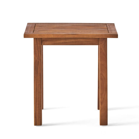 Acacia Wood Teak Outdoor Slatted Side Table - Driftwood - Omega Lifestyles