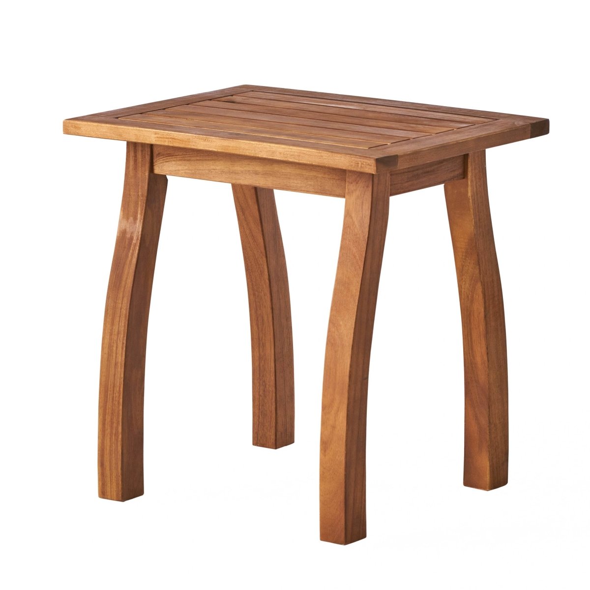Acacia Wood Teak Outdoor Slatted Side Table - Driftwood - Omega Lifestyles