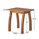 Acacia Wood Teak Outdoor Slatted Side Table - Driftwood - Omega Lifestyles
