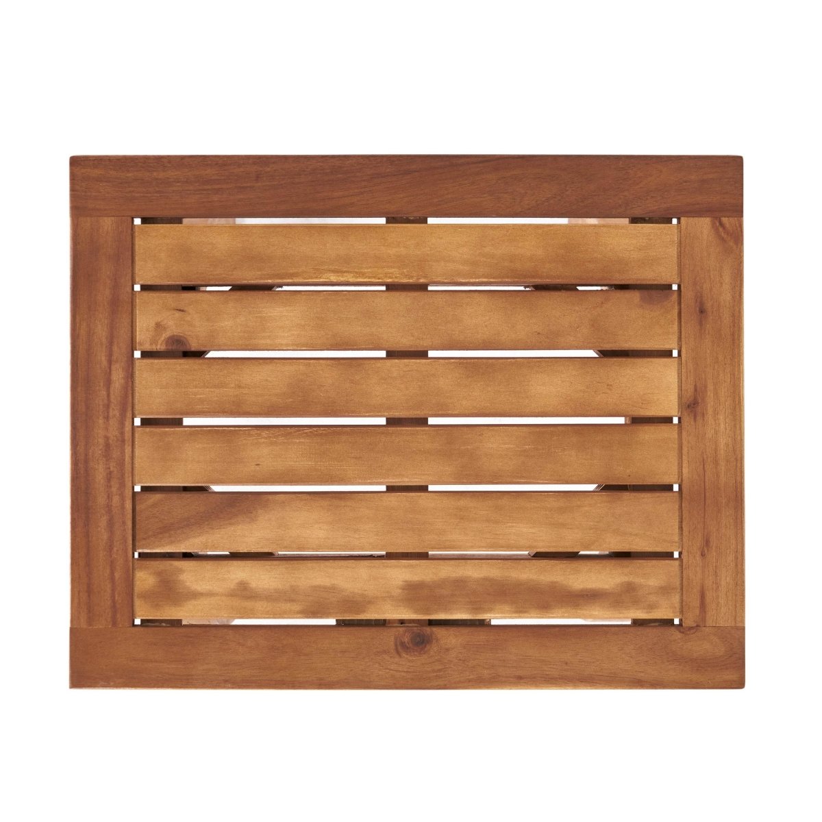 Acacia Wood Teak Outdoor Slatted Side Table - Driftwood - Omega Lifestyles