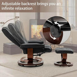 Adjustable Faux Leather Swivel Recliner Chair With Ottoman - Omega Lifestyles