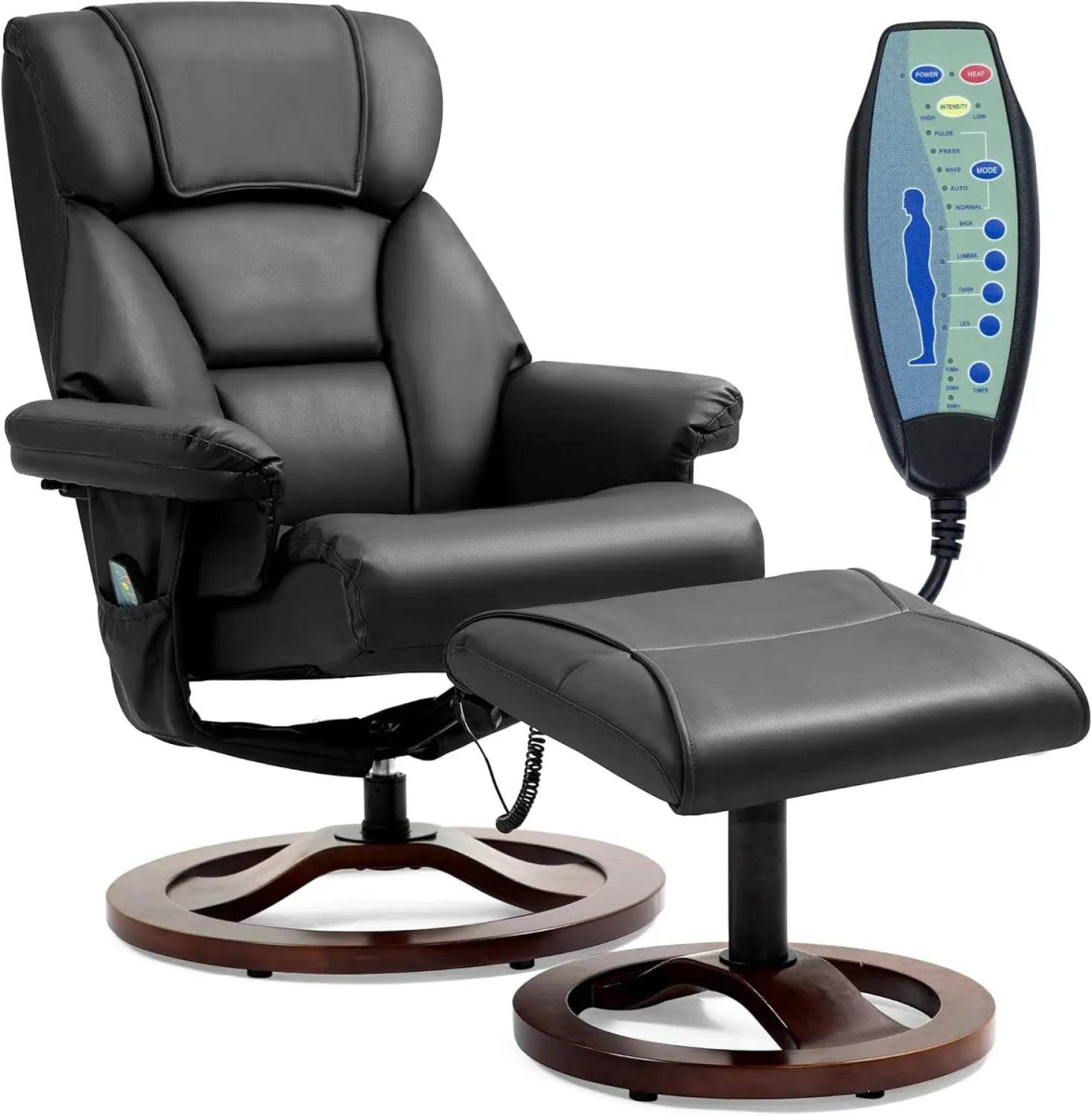 Adjustable Faux Leather Swivel Recliner Chair With Ottoman - Omega Lifestyles